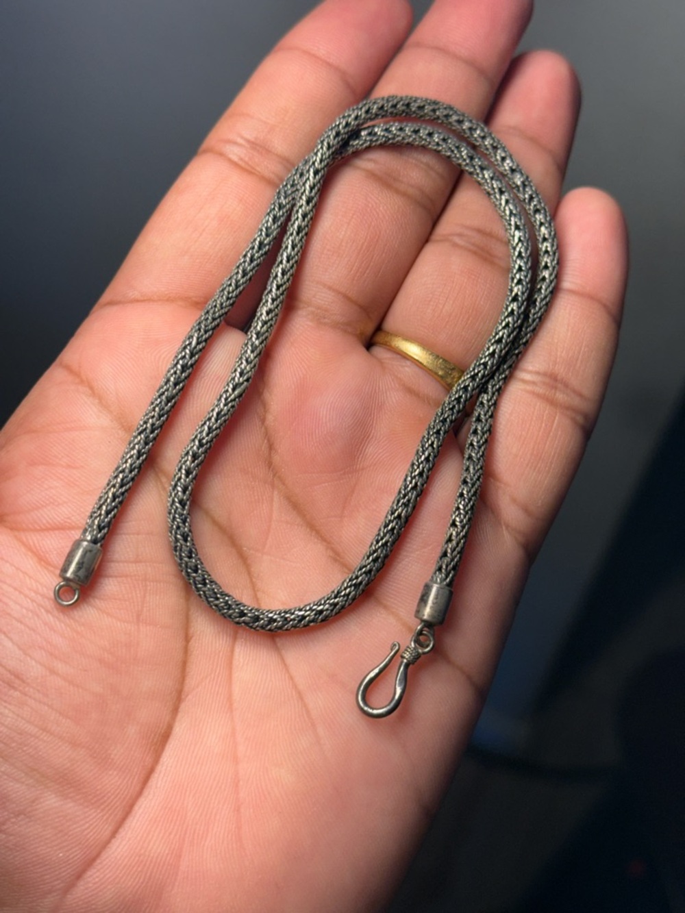 925 Sterling Silver Bali Chain Necklace 16” 23g Woven Rope Style Pre-Owned